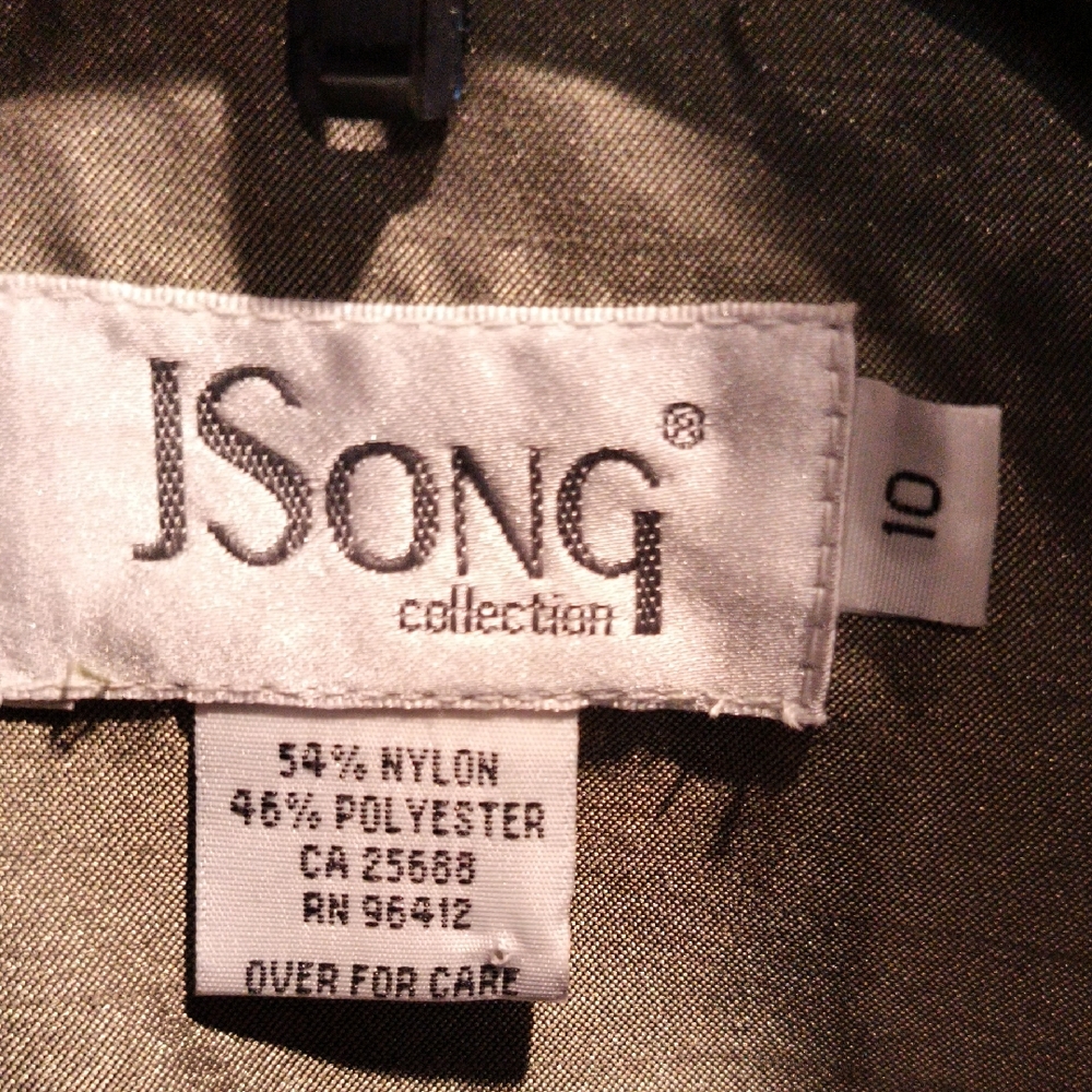 JSong Collection Elegant Olive 3-pc skirt Suit w Scalloped Petal Design Sz 10